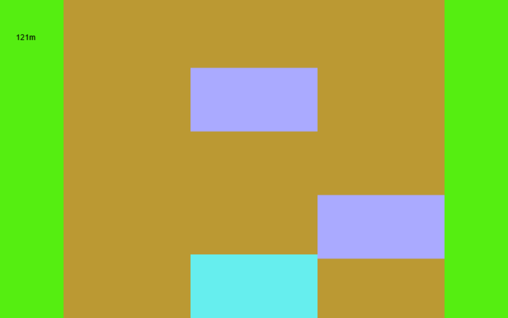 Mobil yang dilambangkan dengan kotak berada pada jalan tiga lajur berhadapan dengan mobil-mobil lain